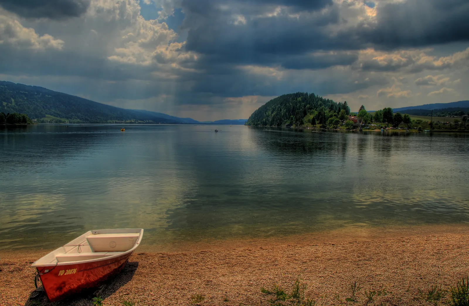 Lac de Joux and the Jura mountains, Vallée de Joux, Switzerland